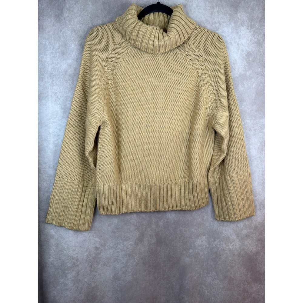Suzanne‎ Somers Collection Tan Knit Turtleneck Bell Sleeve Lambswool Bend Sz L